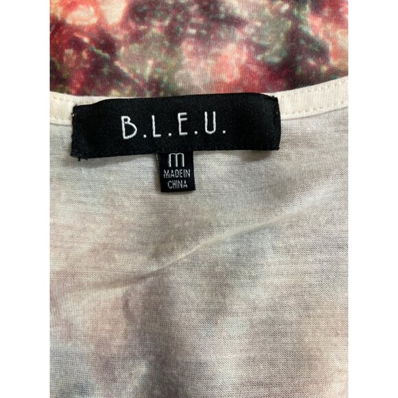 B.L.E.U. Womens Size Medium Floral Embellished Short Sleeve T-shirt Lace Sleeve - Picture 7 of 8